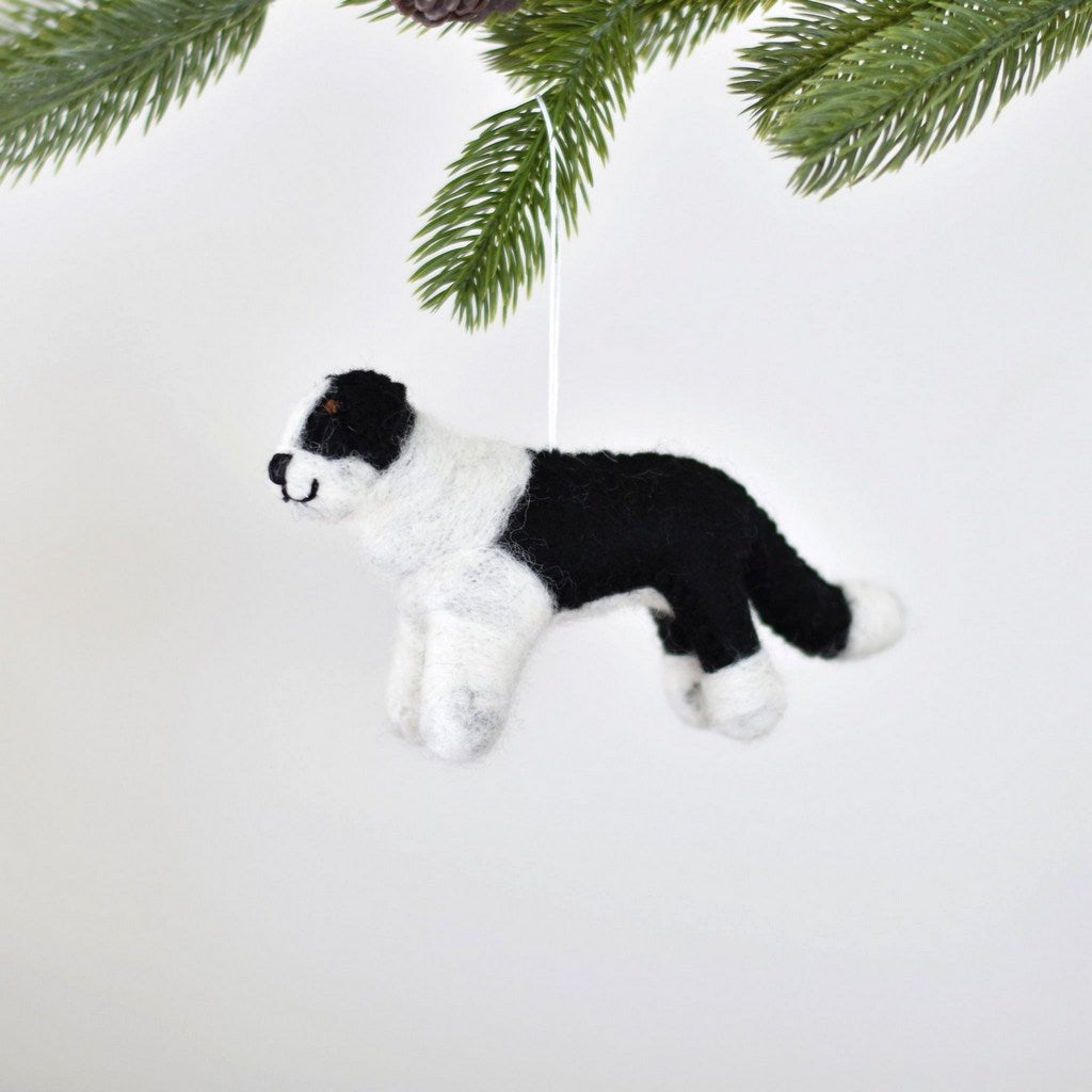 Border Collie Felt Christmas Decoration - Black - Tik Tak Design Co.