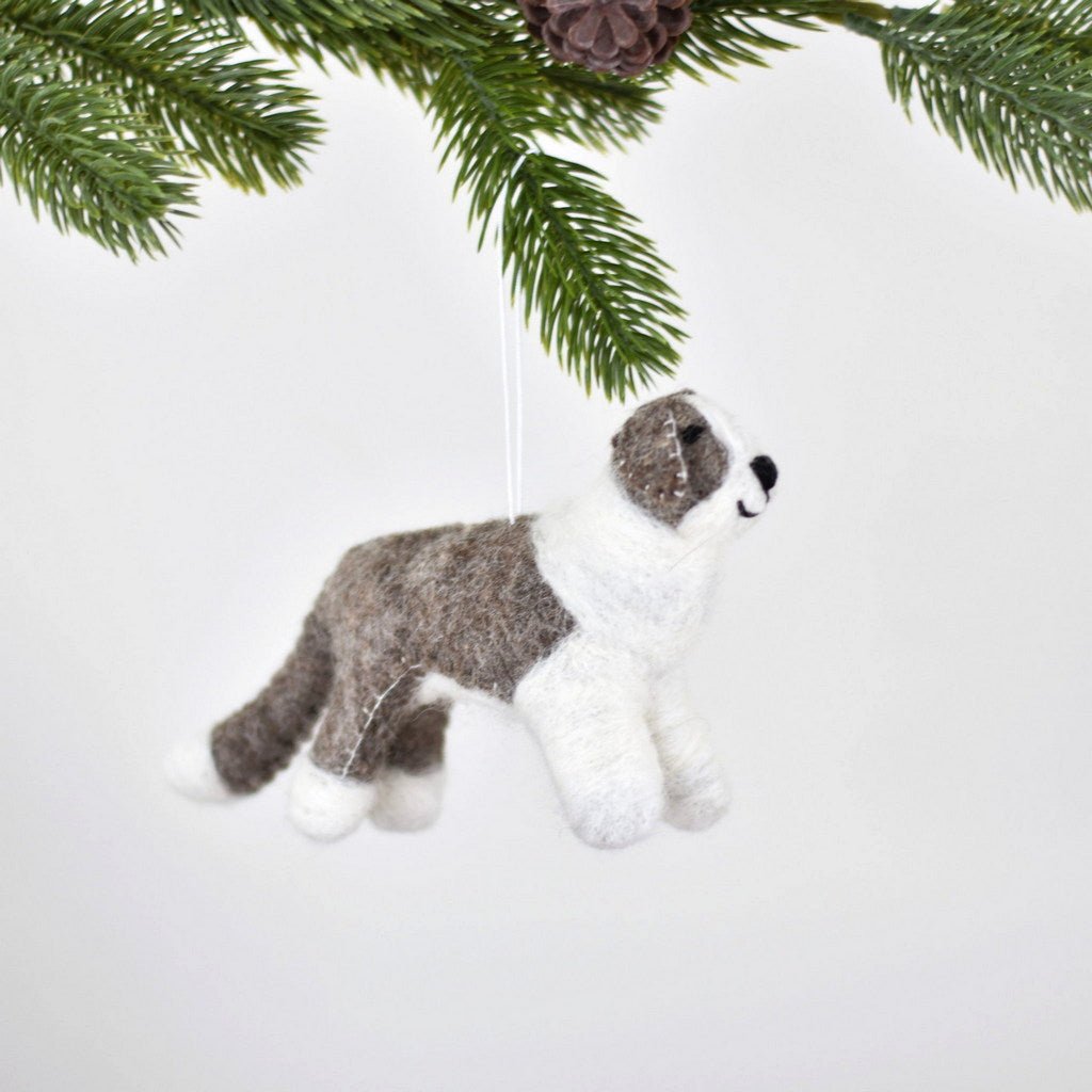 Border Collie Felt Christmas Decoration - Brown - Tik Tak Design Co.