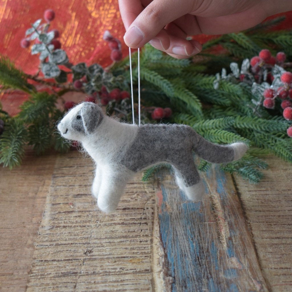 Border Collie Felt Christmas Decoration - Grey - Tik Tak Design Co.