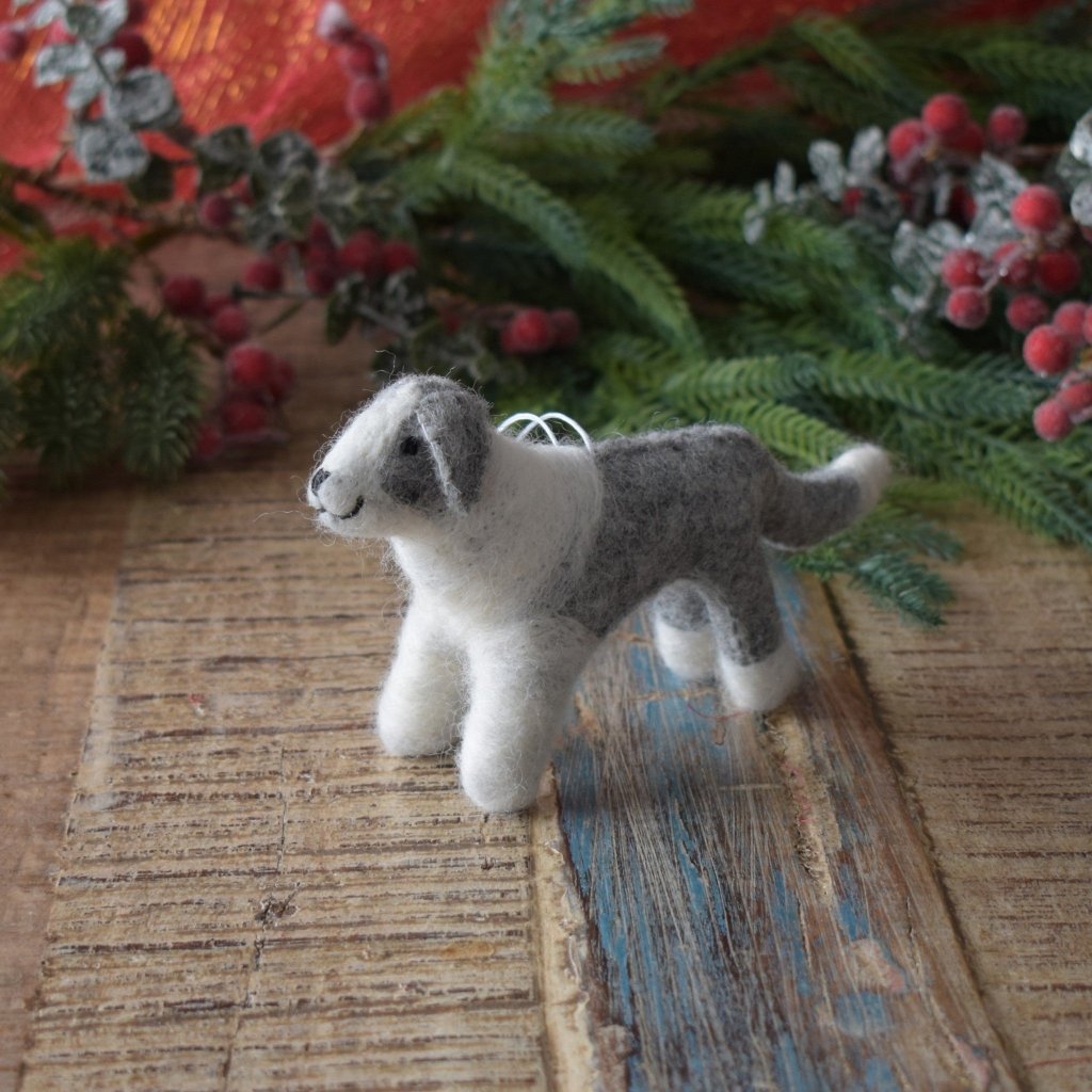 Border Collie Felt Christmas Decoration - Grey - Tik Tak Design Co.