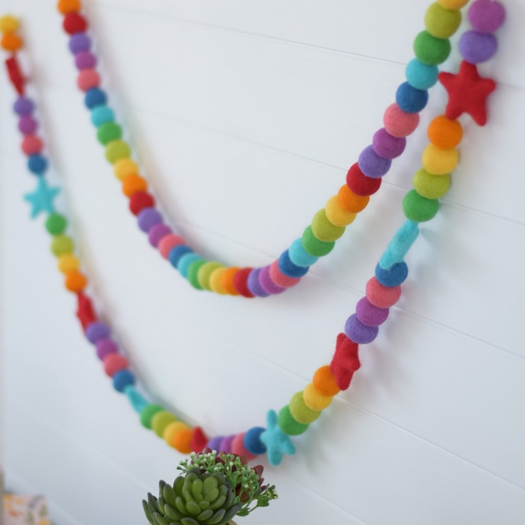 Bright Rainbow Felt Garlands - Tik Tak Design Co.