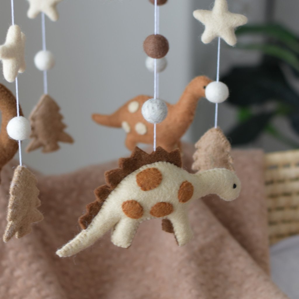 Brown Dinosaurs Baby Mobile - Tik Tak Design Co.