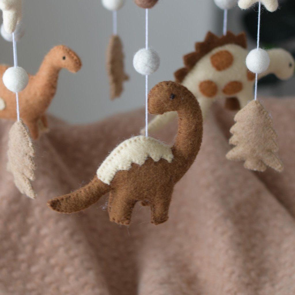 Brown Dinosaurs Baby Mobile - Tik Tak Design Co.