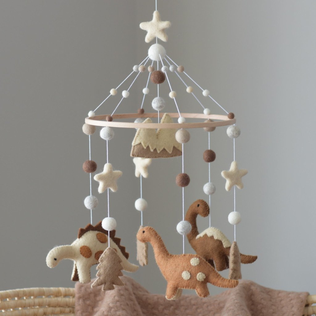 Brown Dinosaurs Baby Mobile - Tik Tak Design Co.