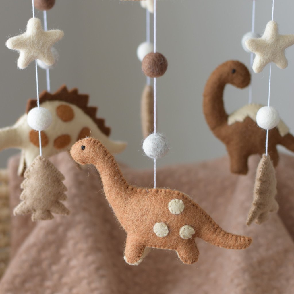 Brown Dinosaurs Baby Mobile - Tik Tak Design Co.
