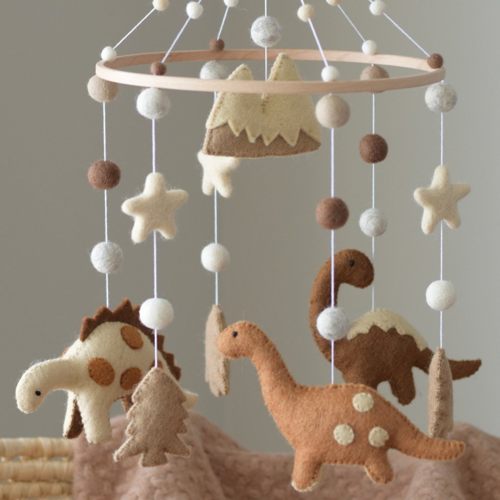 Brown Dinosaurs Baby Mobile - Tik Tak Design Co.