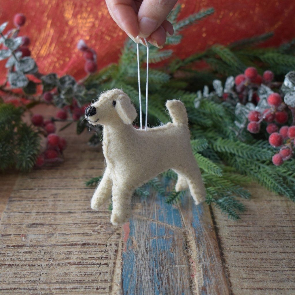 Cream Labrador Felt Christmas Decoration - Tik Tak Design Co.