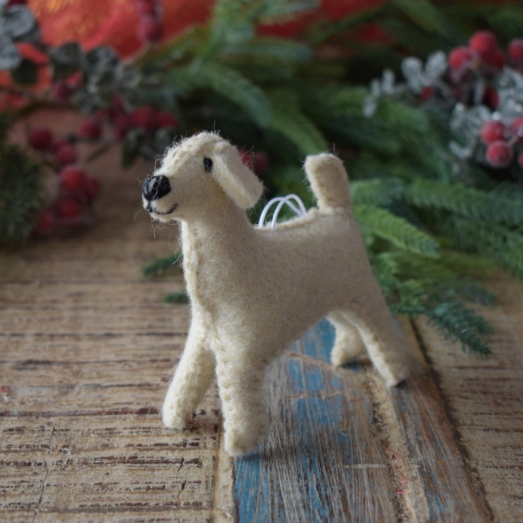 Cream Labrador Felt Christmas Decoration - Tik Tak Design Co.