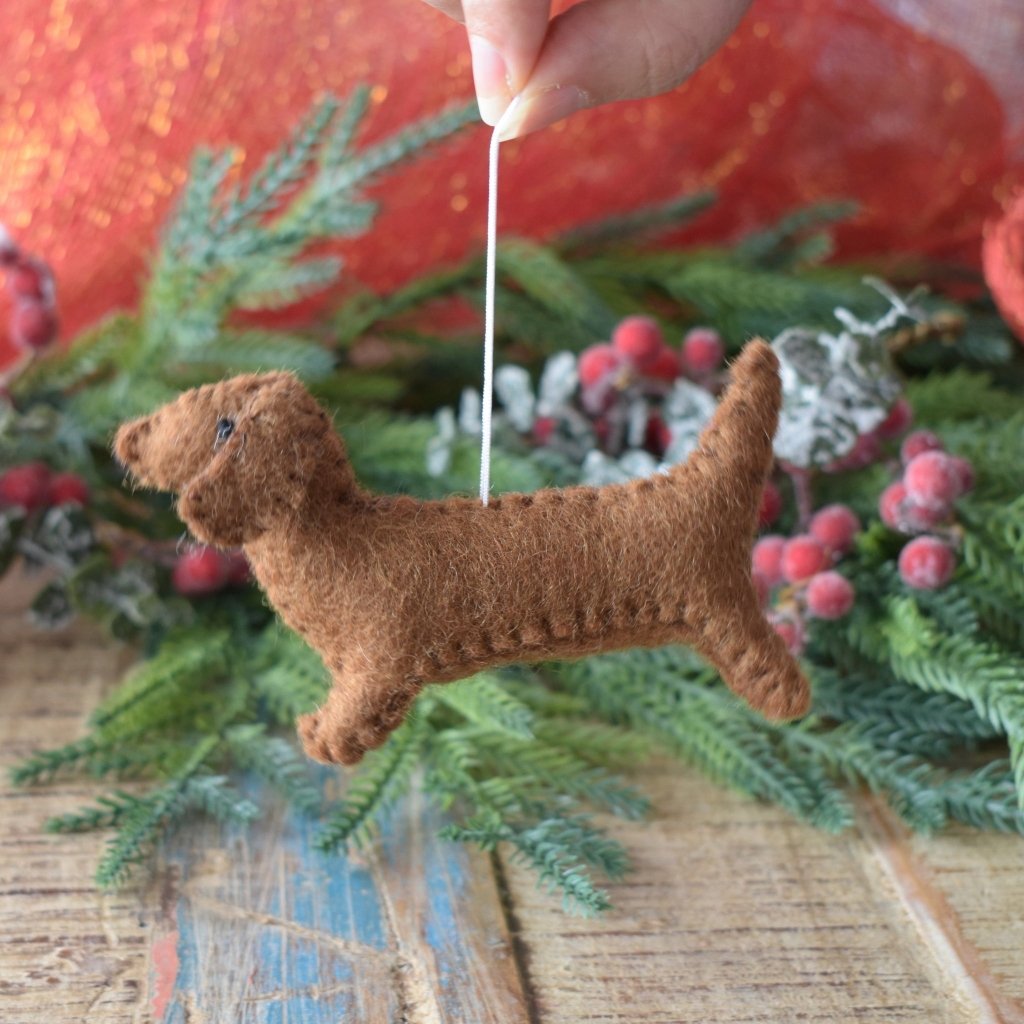 Dachshund Felt Christmas Decoration - Tik Tak Design Co.