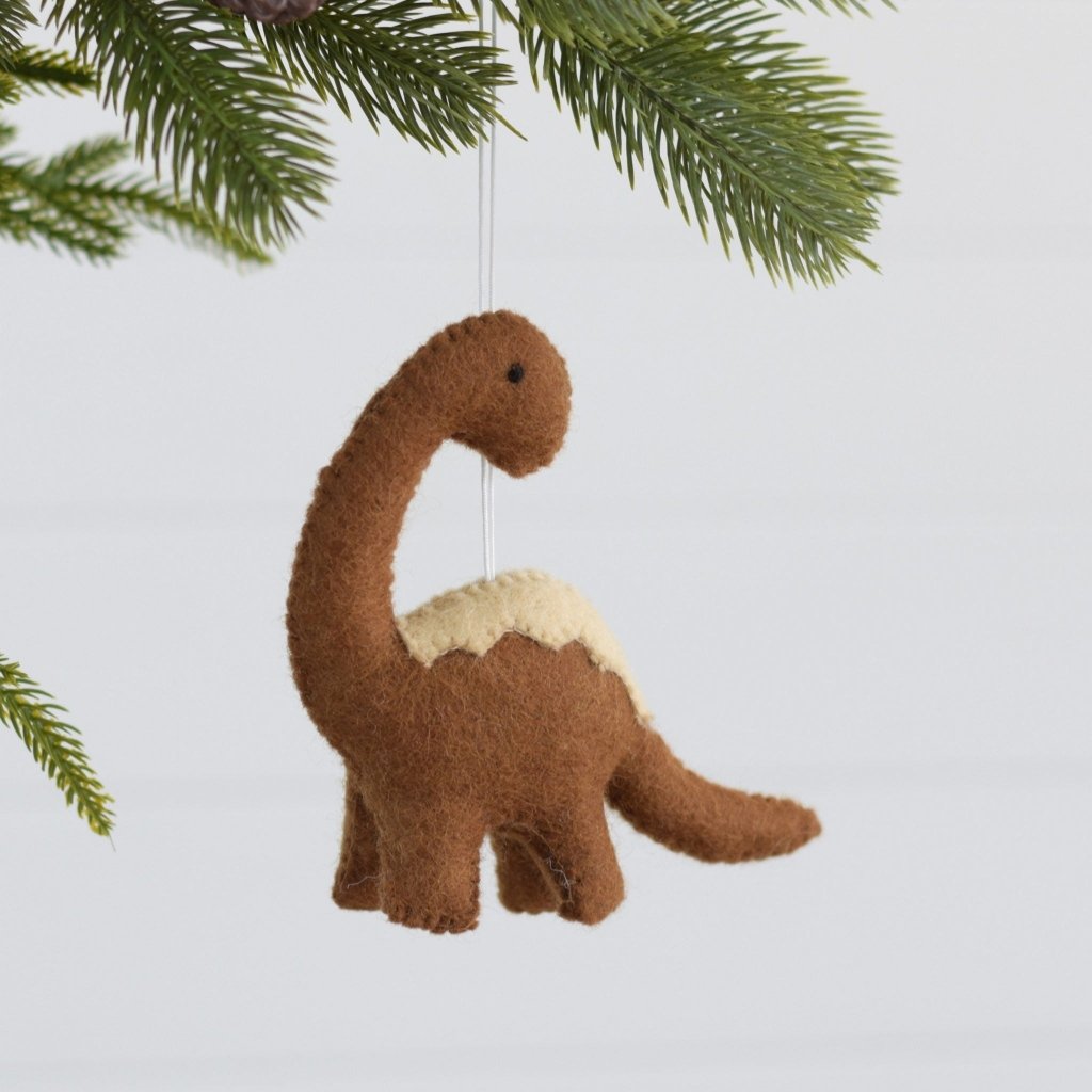 Dinosaur Felt Christmas Decoration - chocolate - Tik Tak Design Co.