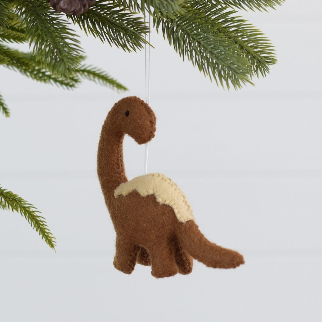 Dinosaur Felt Christmas Decoration - chocolate - Tik Tak Design Co.