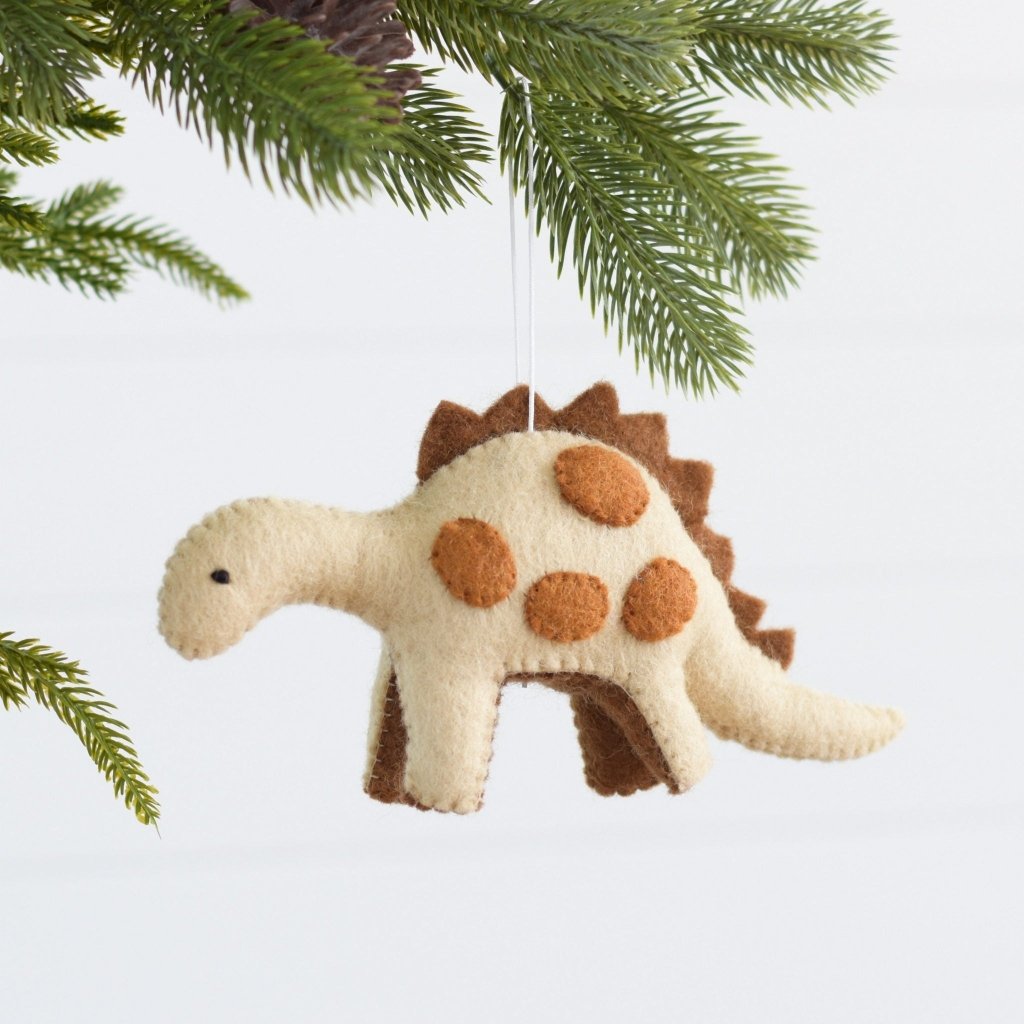 Dinosaur Felt Christmas Decoration - cream/caramel - Tik Tak Design Co.