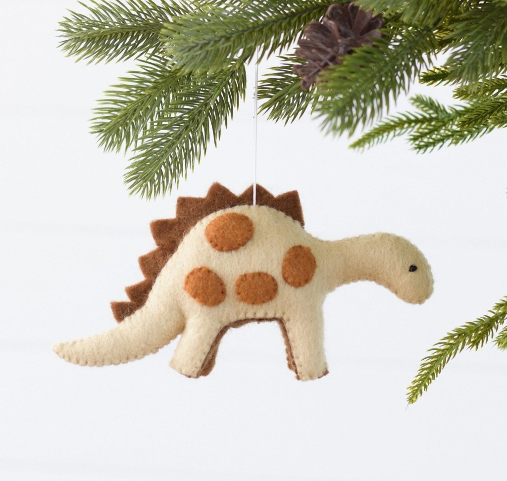 Dinosaur Felt Christmas Decoration - cream/caramel - Tik Tak Design Co.