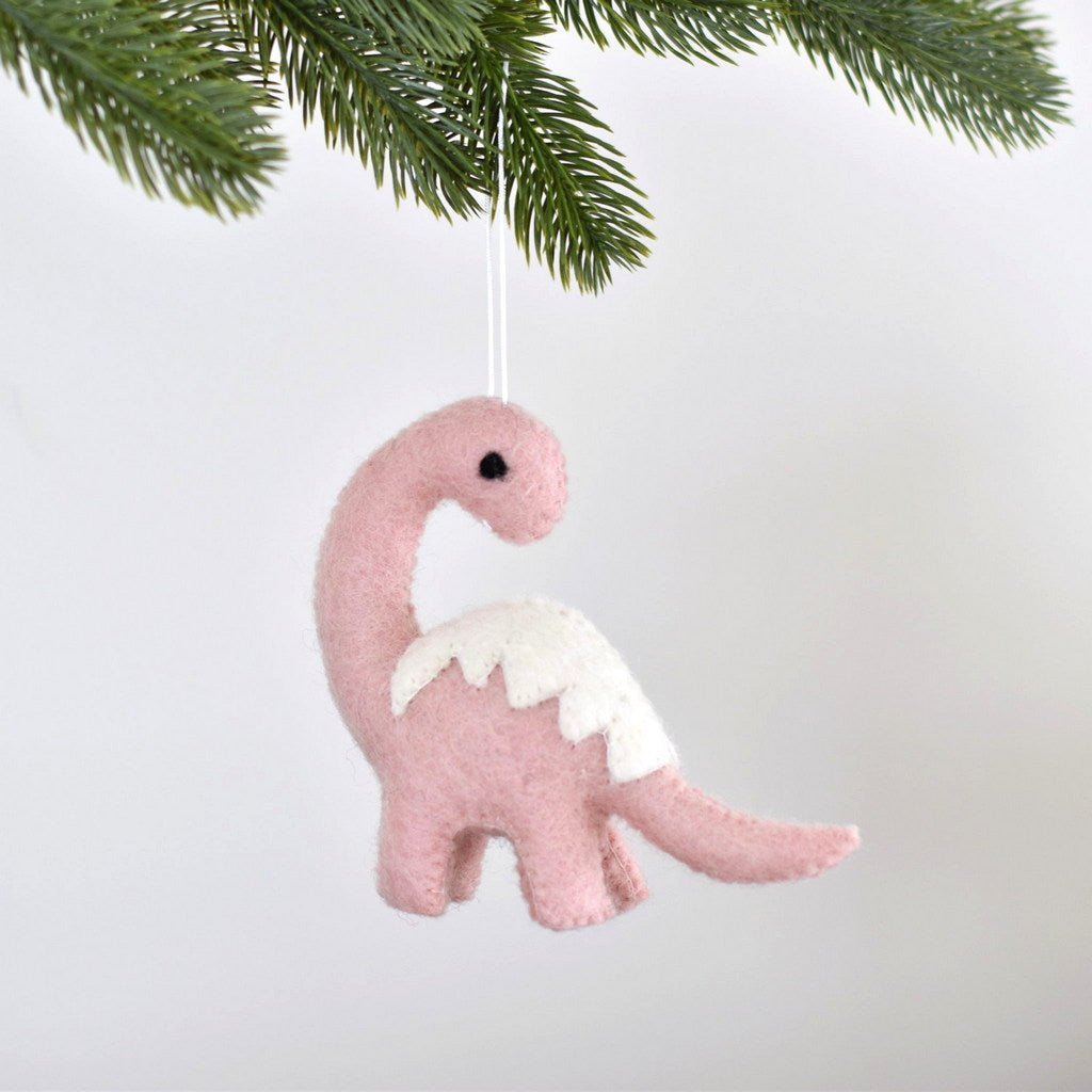 Dinosaur Felt Christmas Decoration - pink - Tik Tak Design Co.