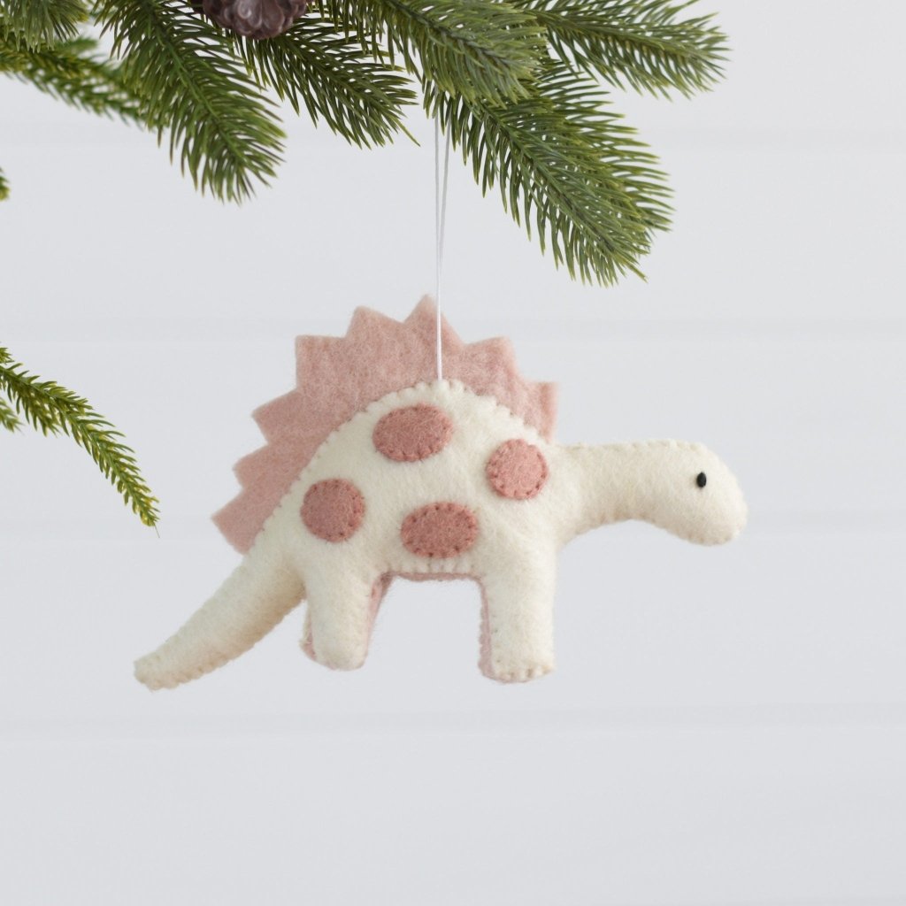 Dinosaur Felt Christmas Decoration - white/pink - Tik Tak Design Co.