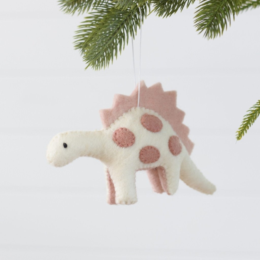 Dinosaur Felt Christmas Decoration - white/pink - Tik Tak Design Co.