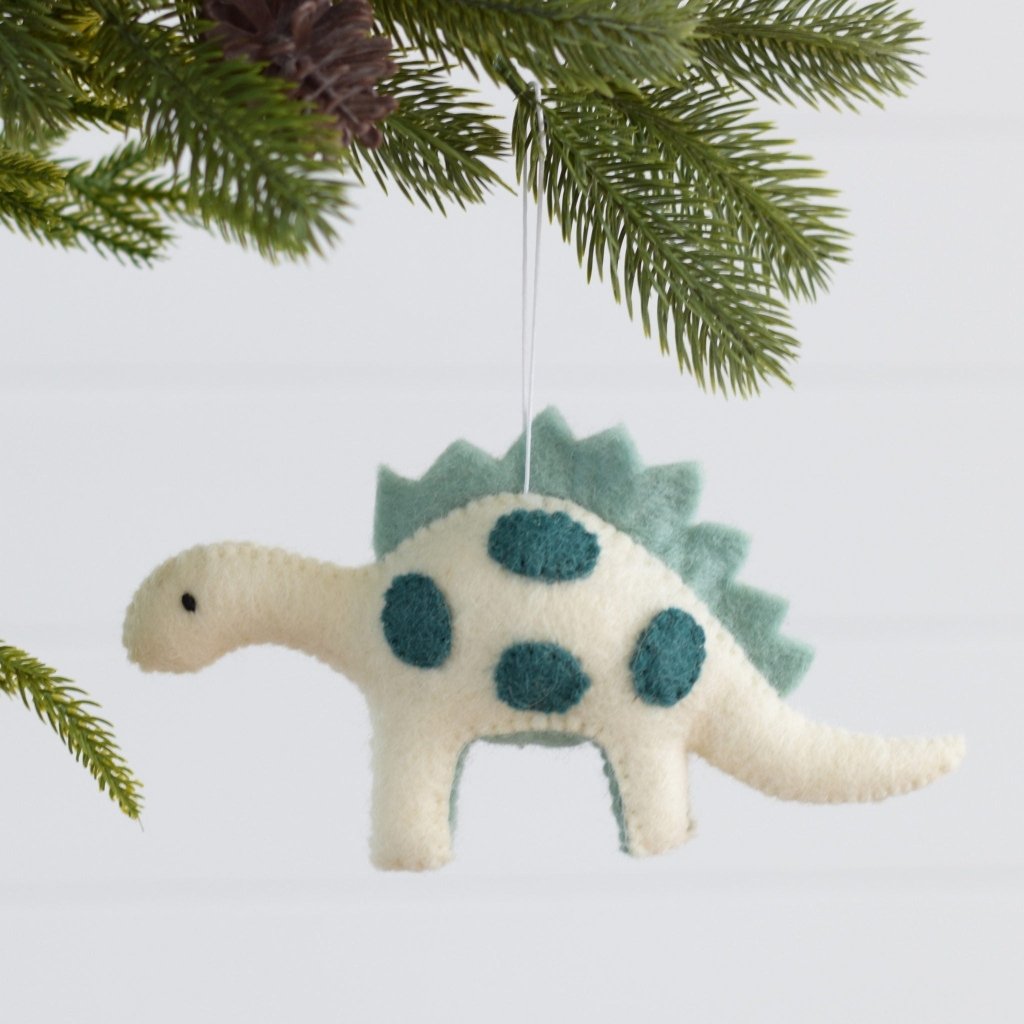 Dinosaur Felt Christmas Decoration - white/teal - Tik Tak Design Co.