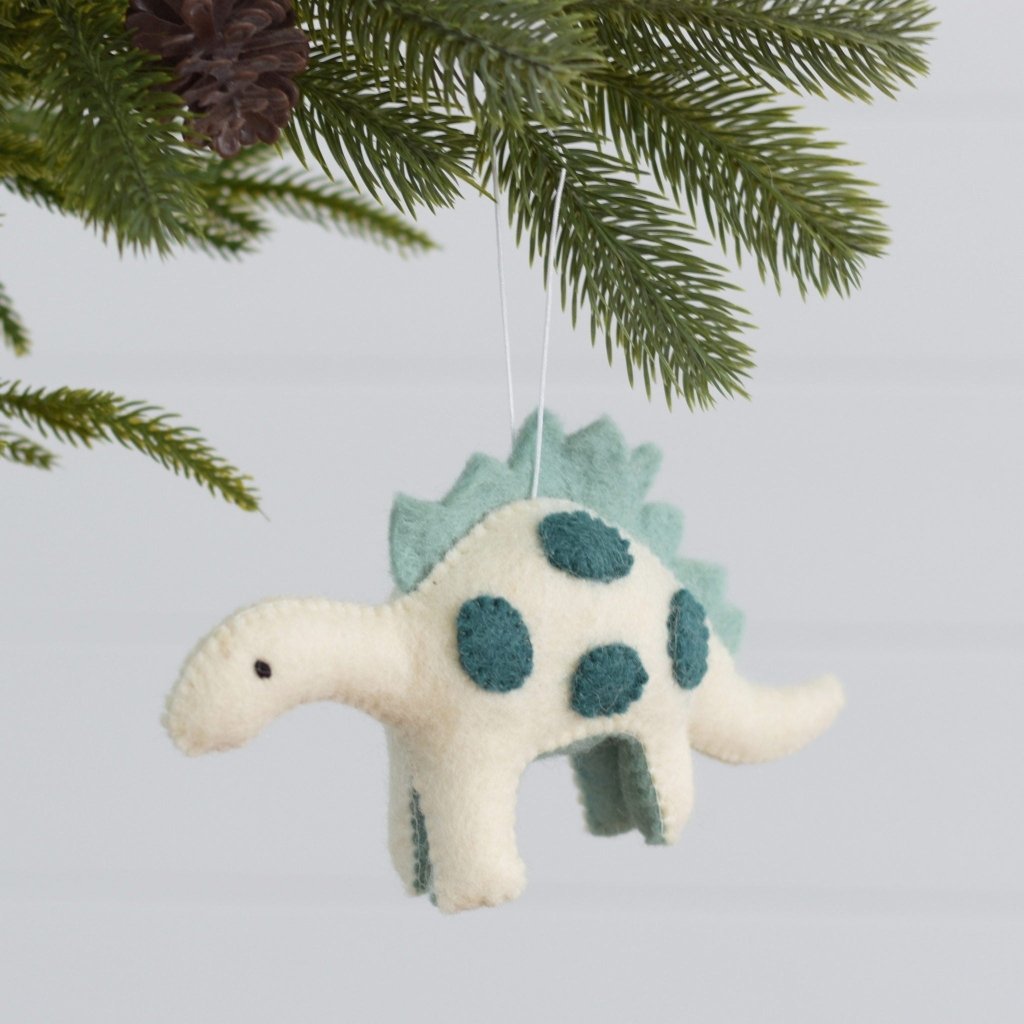 Dinosaur Felt Christmas Decoration - white/teal - Tik Tak Design Co.