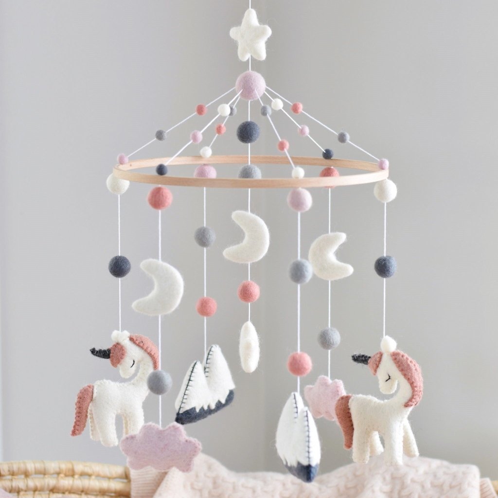 Dusky Pink Unicorn Animal Mobile - Tik Tak Design Co.