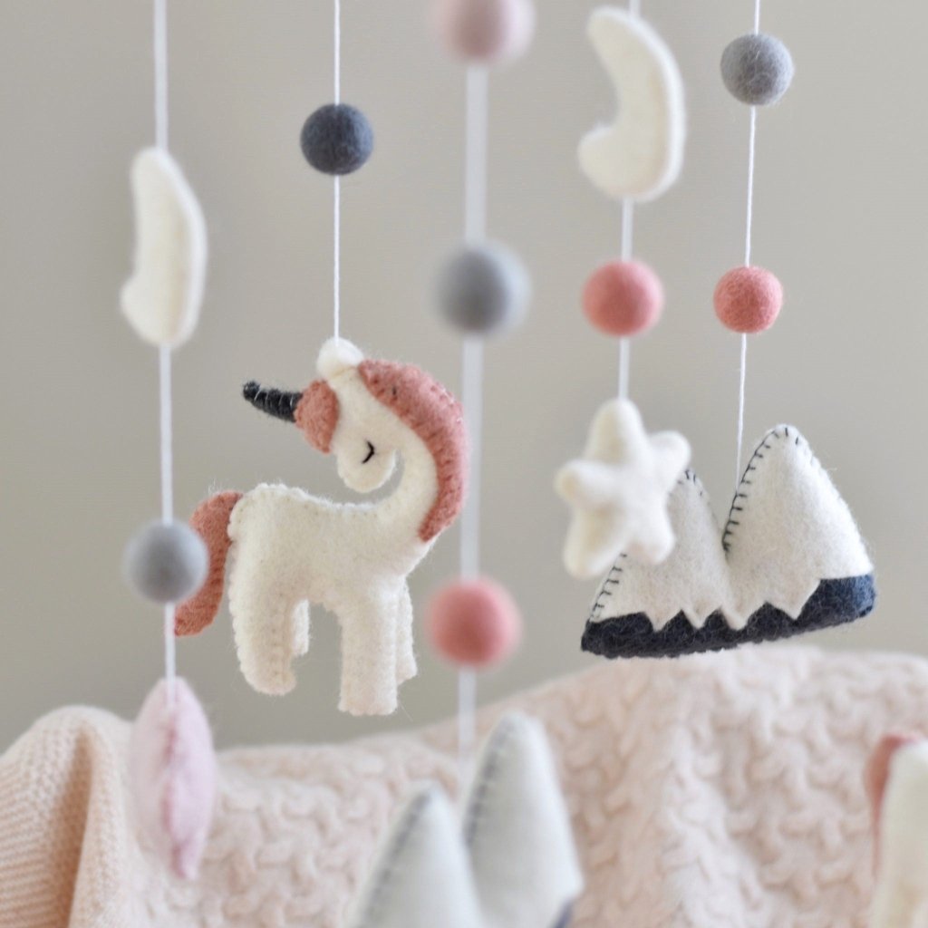Dusky Pink Unicorn Animal Mobile - Tik Tak Design Co.