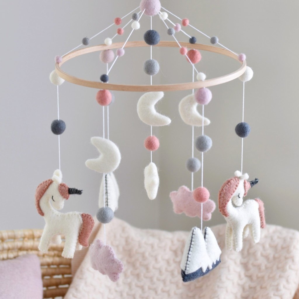 Dusky Pink Unicorn Animal Mobile - Tik Tak Design Co.
