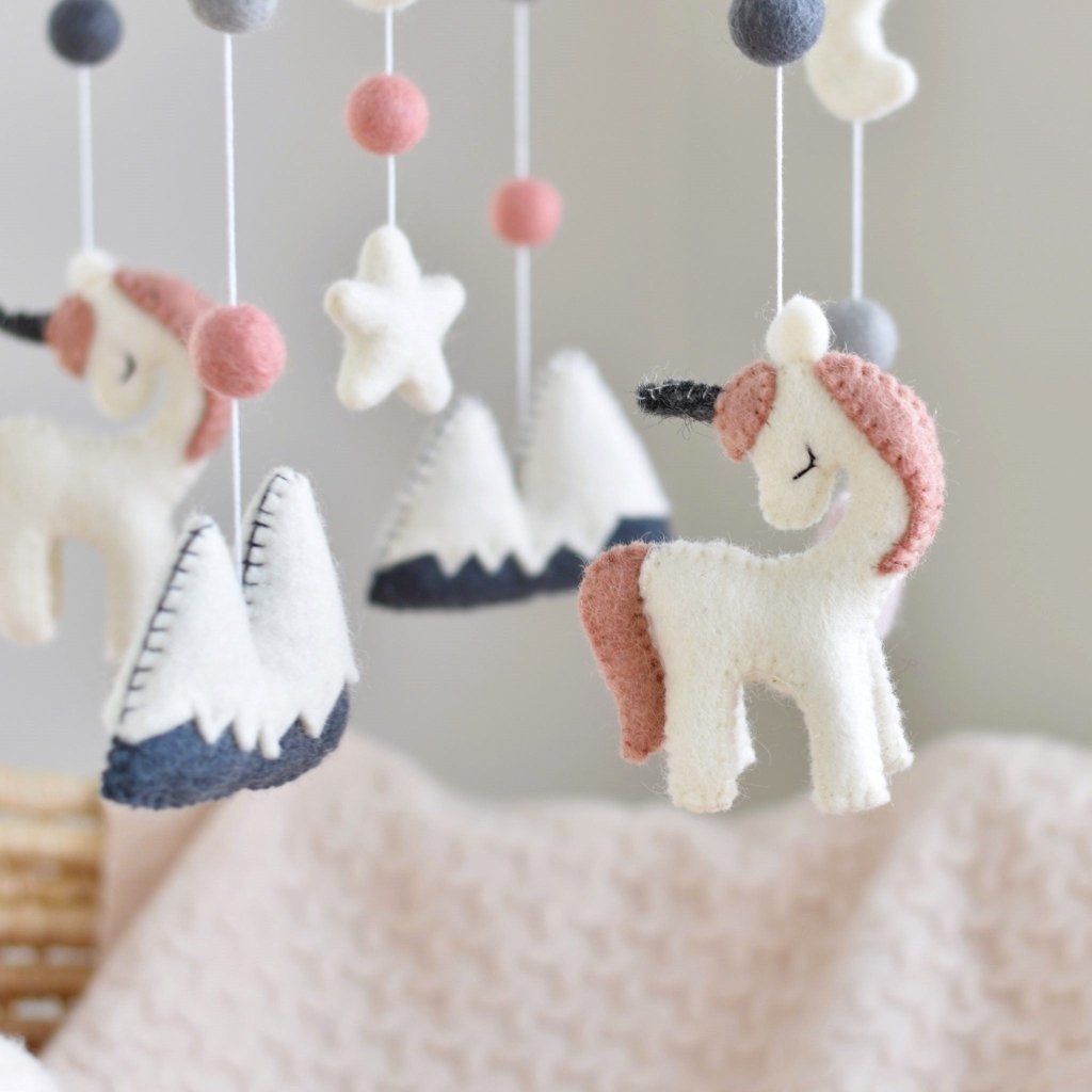 Dusky Pink Unicorn Animal Mobile - Tik Tak Design Co.