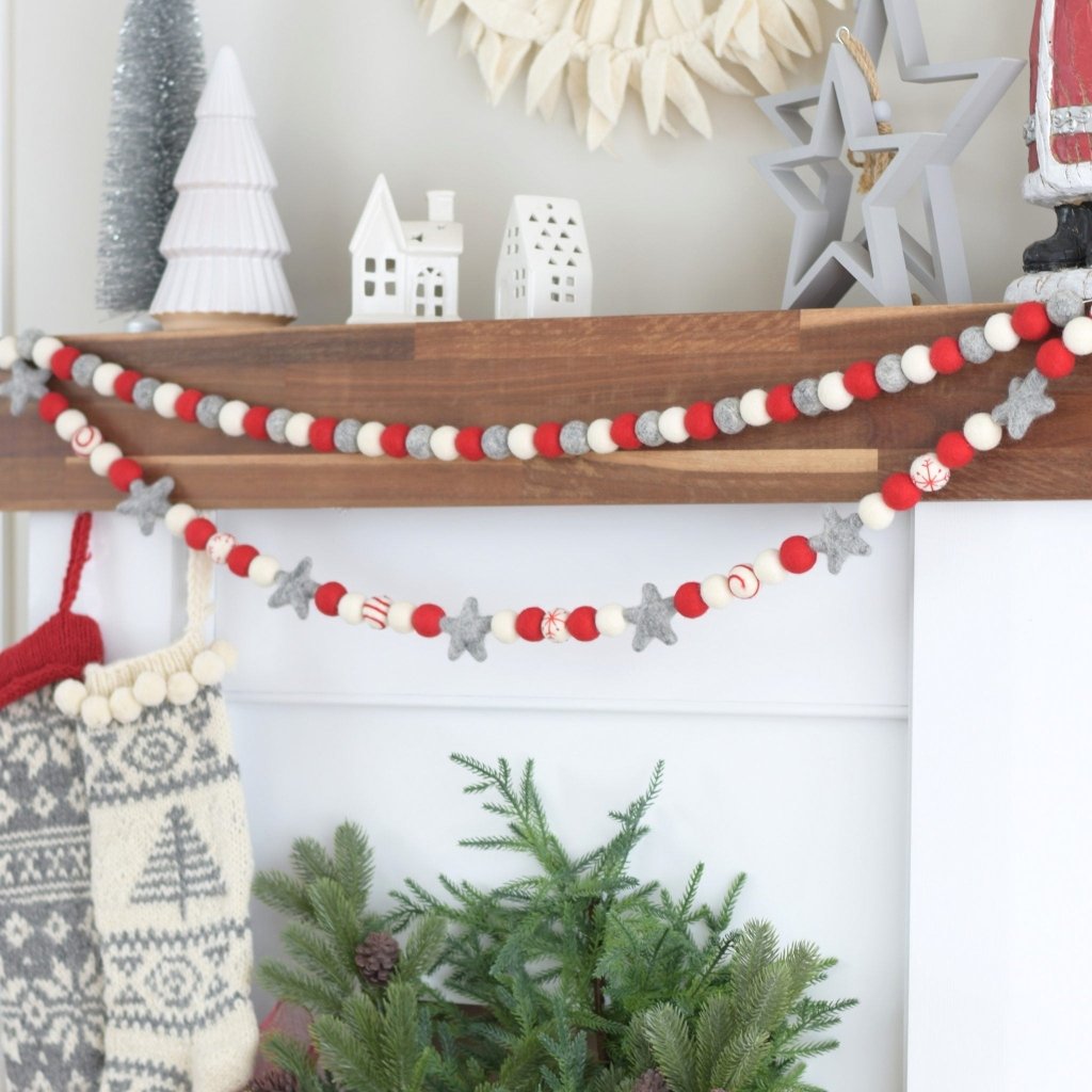 Embroidered Swirl Felt Christmas Garlands - Tik Tak Design Co.