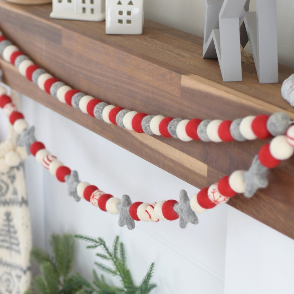 Embroidered Swirl Felt Christmas Garlands - Tik Tak Design Co.