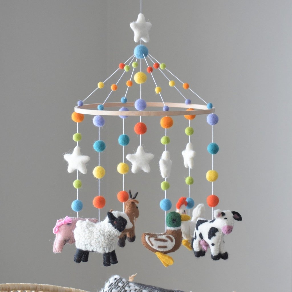 Farm Animals Rainbow Baby Mobile - Tik Tak Design Co.