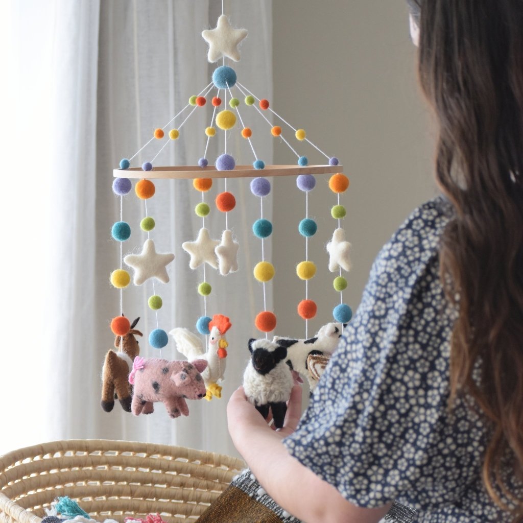 Farm Animals Rainbow Baby Mobile - Tik Tak Design Co.