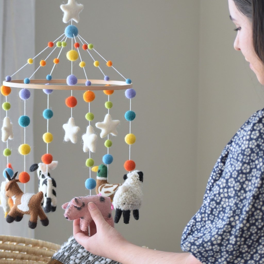 Farm Animals Rainbow Baby Mobile - Tik Tak Design Co.