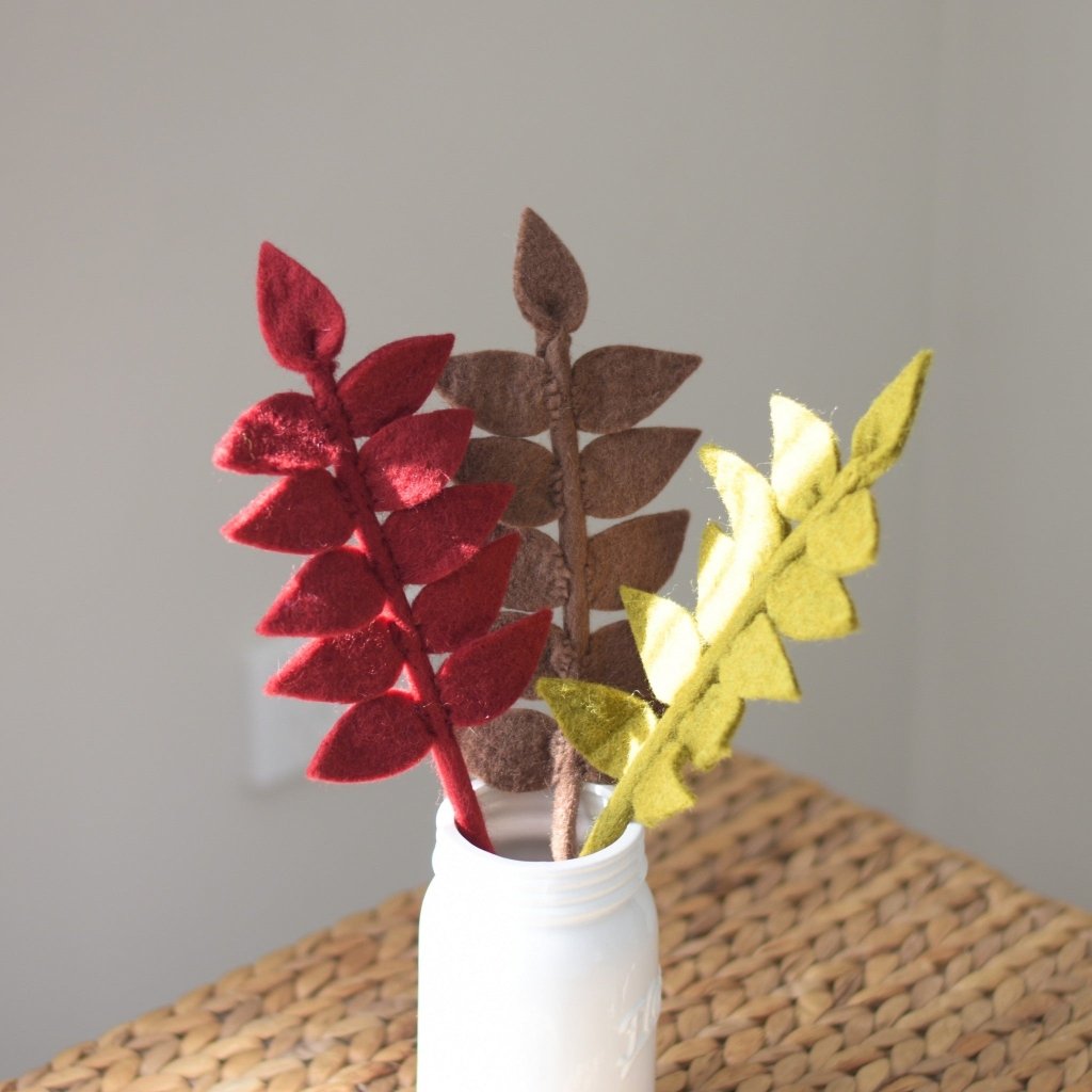 Felt Autumn Leaf Stems - Set of 3 - Tik Tak Design Co.