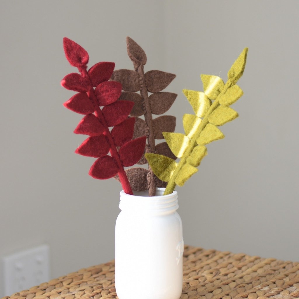 Felt Autumn Leaf Stems - Set of 3 - Tik Tak Design Co.