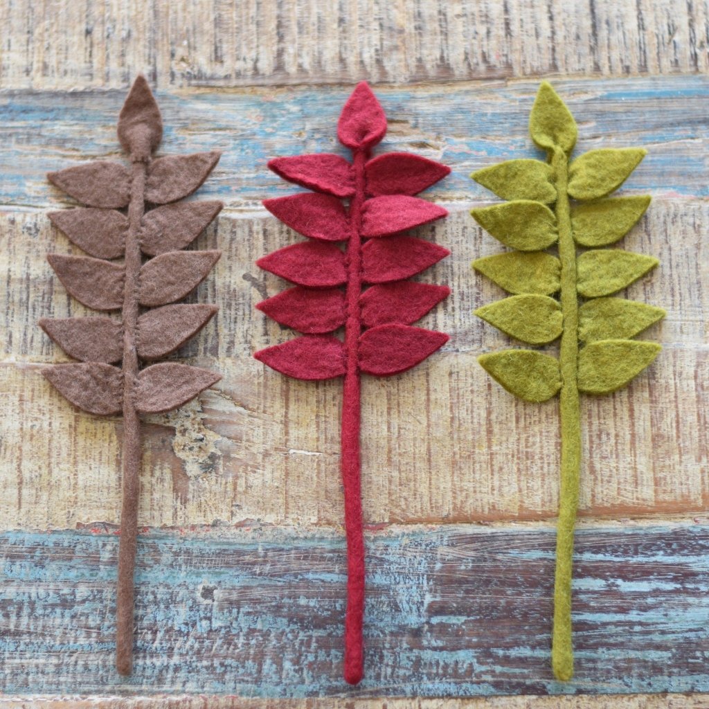 Felt Autumn Leaf Stems - Set of 3 - Tik Tak Design Co.