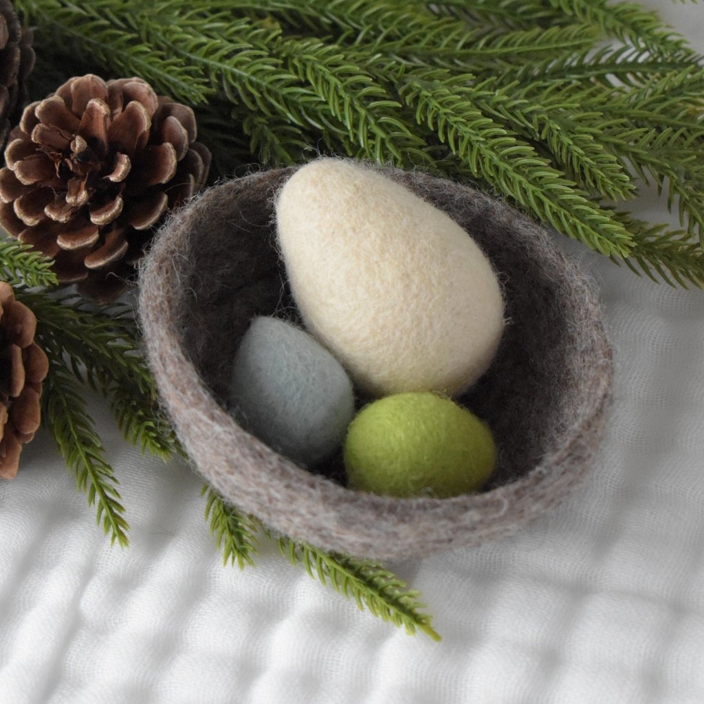 Felt Bird Nest with Eggs - Cocoa - Tik Tak Design Co.