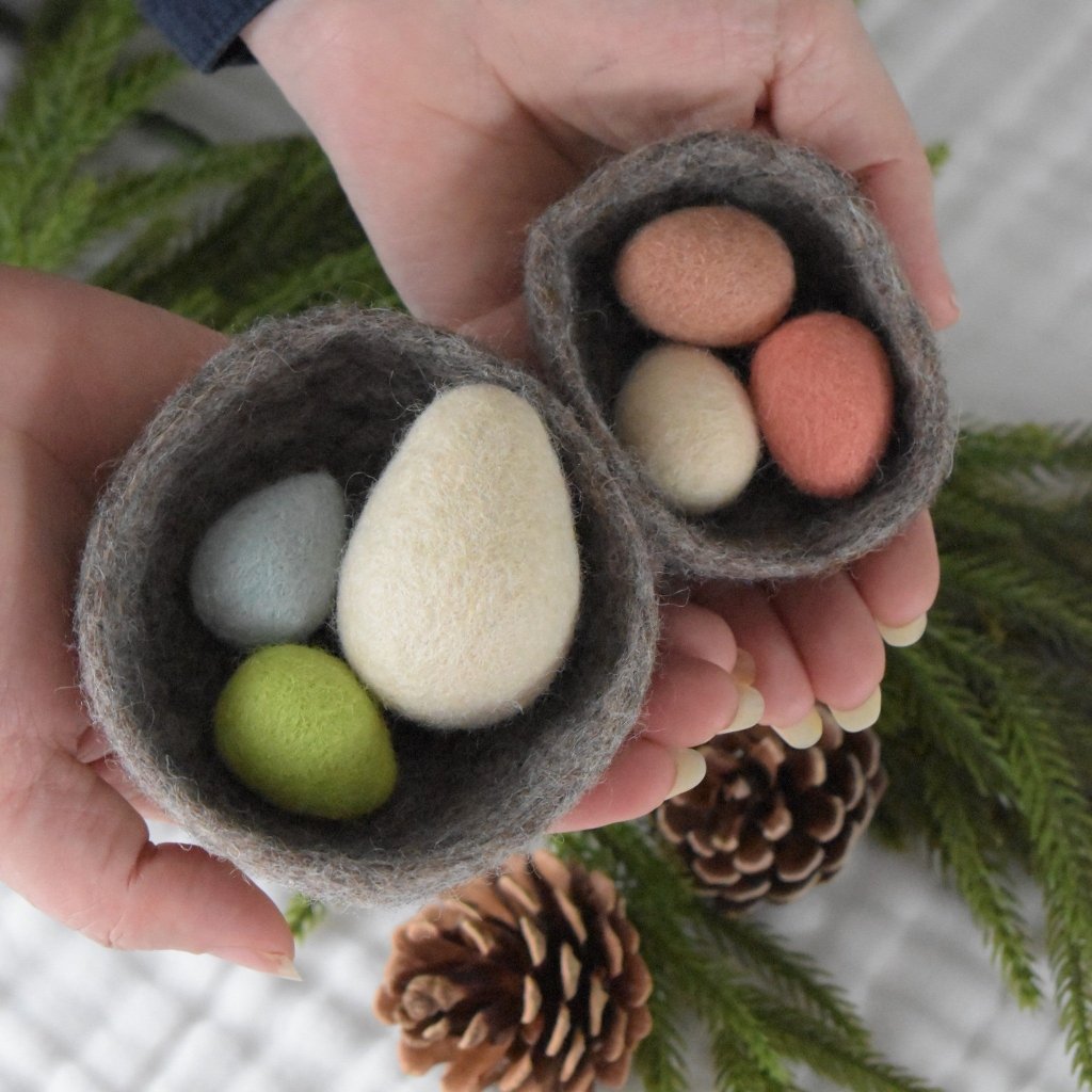 Felt Bird Nest with Eggs - Cocoa - Tik Tak Design Co.