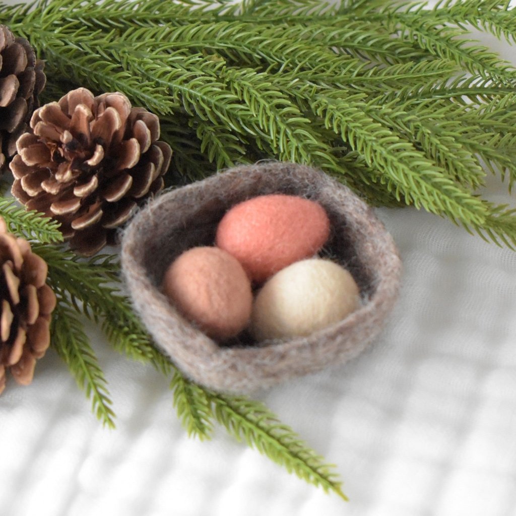 Felt Bird Nest with Eggs - Cocoa - Tik Tak Design Co.
