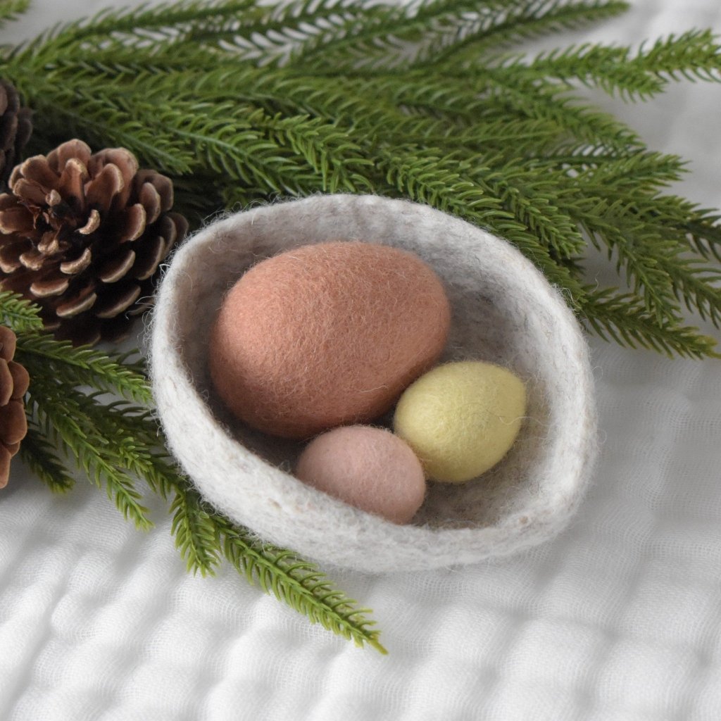 Felt Bird Nest with Eggs - Natural - Tik Tak Design Co.