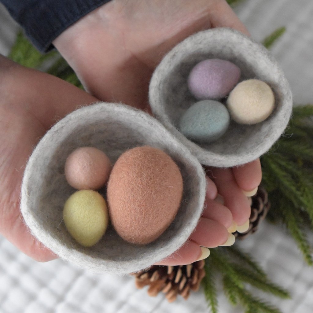 Felt Bird Nest with Eggs - Natural - Tik Tak Design Co.