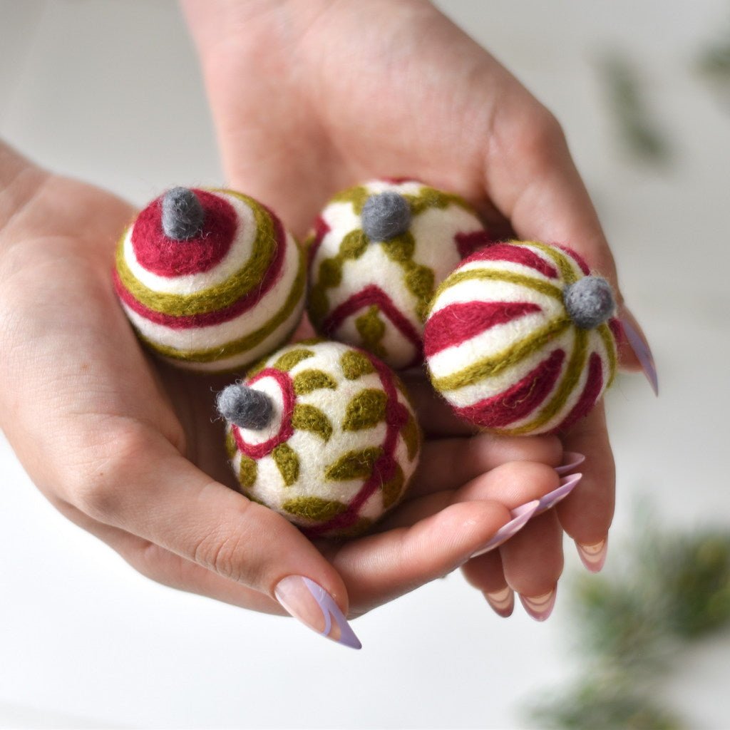 Christmas baubles felted
