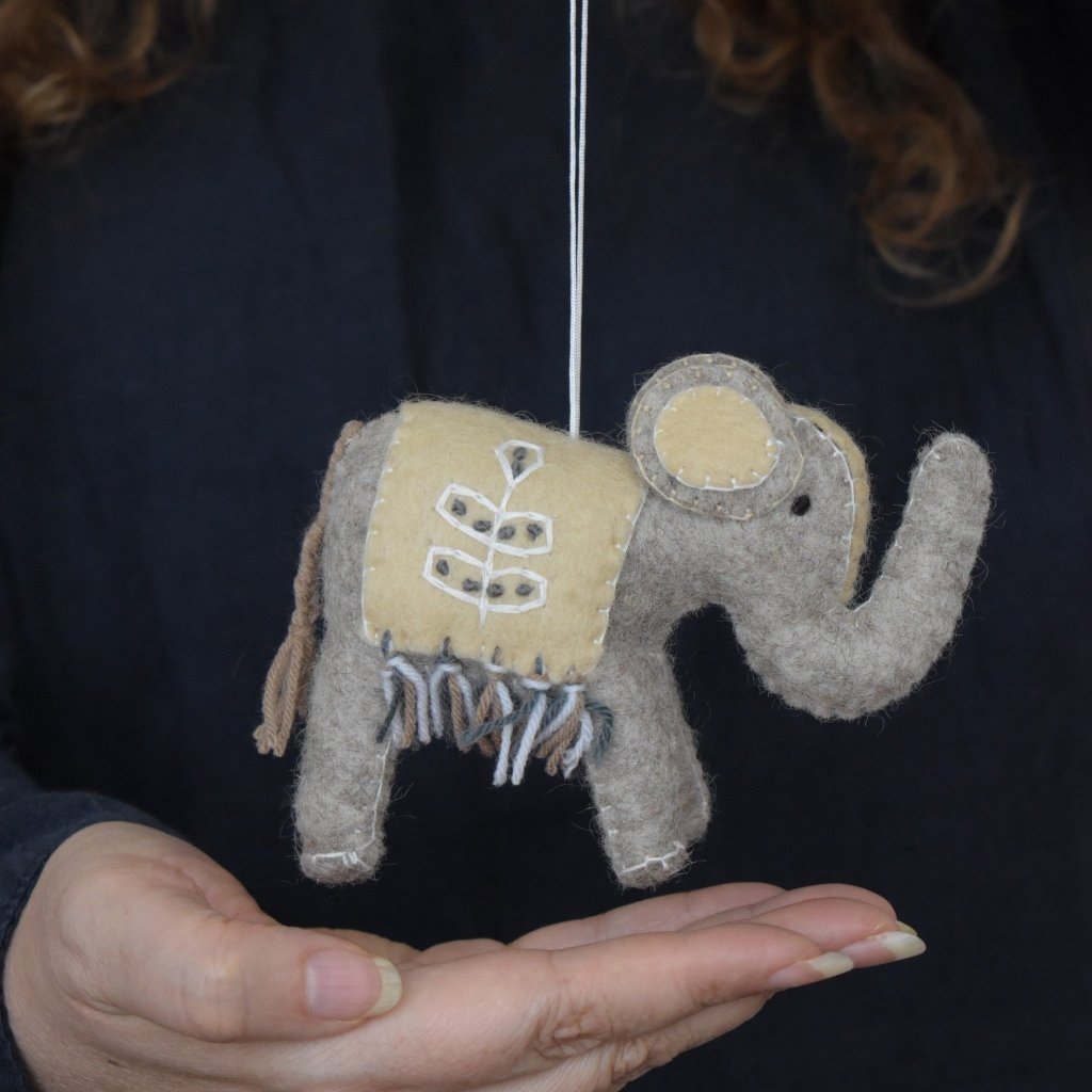 Felt Elephant Decoration - Natural with Cream Blanket - Tik Tak Design Co.