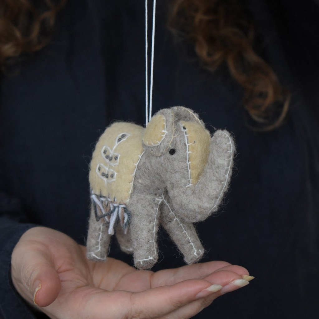 Felt Elephant Decoration - Natural with Cream Blanket - Tik Tak Design Co.