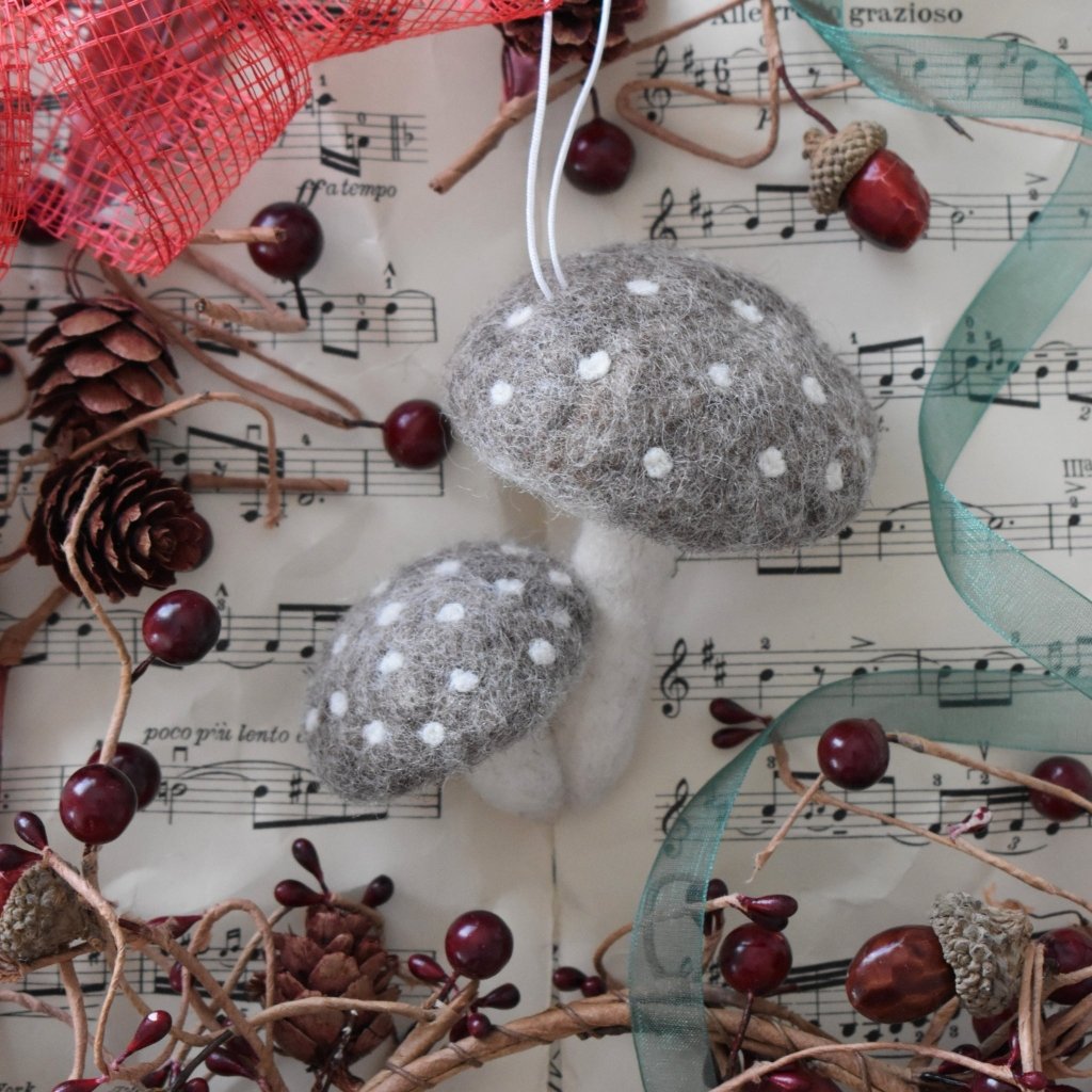 Felt Mushrooms Ornament - Cocoa - Tik Tak Design Co.