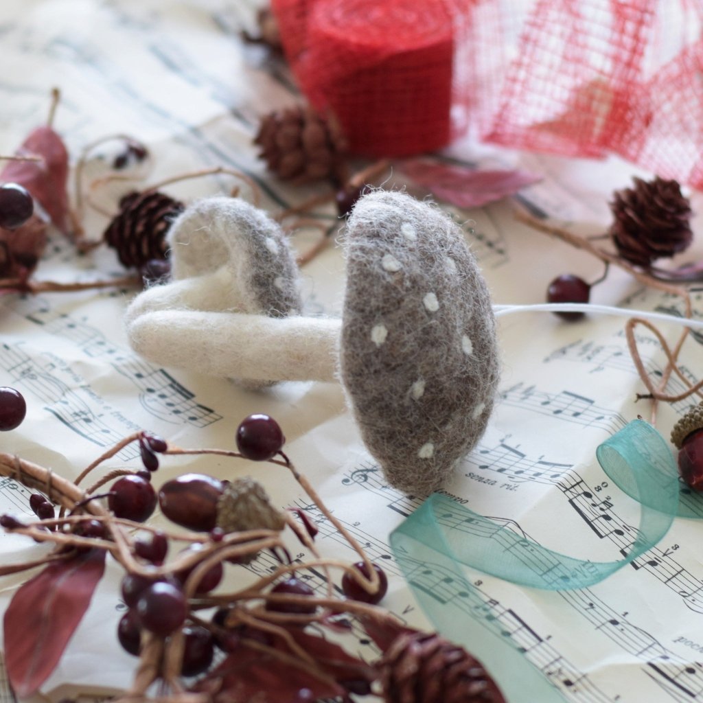 Felt Mushrooms Ornament - Cocoa - Tik Tak Design Co.