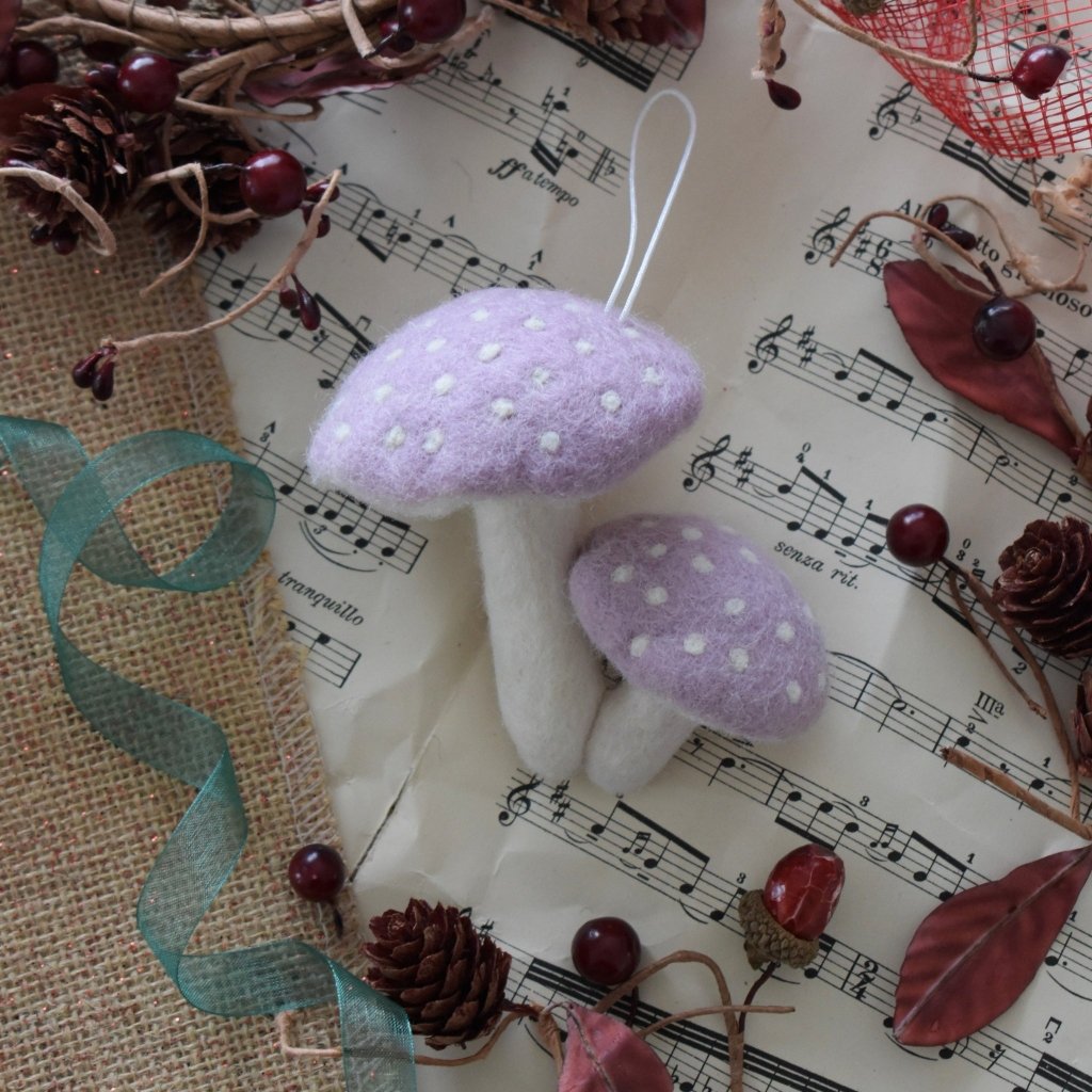 Felt Mushrooms Ornament - Lavender - Tik Tak Design Co.