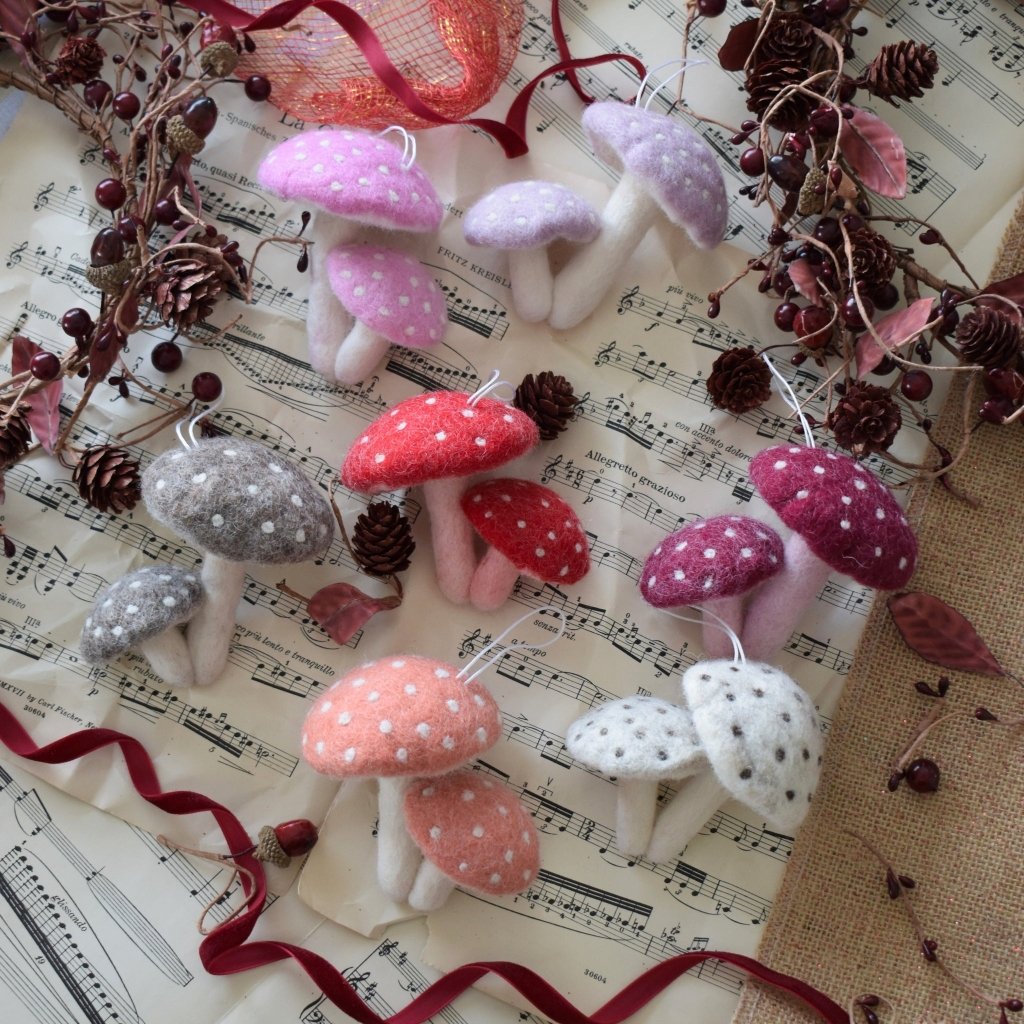 Felt Mushrooms Ornament - Neutral - Tik Tak Design Co.