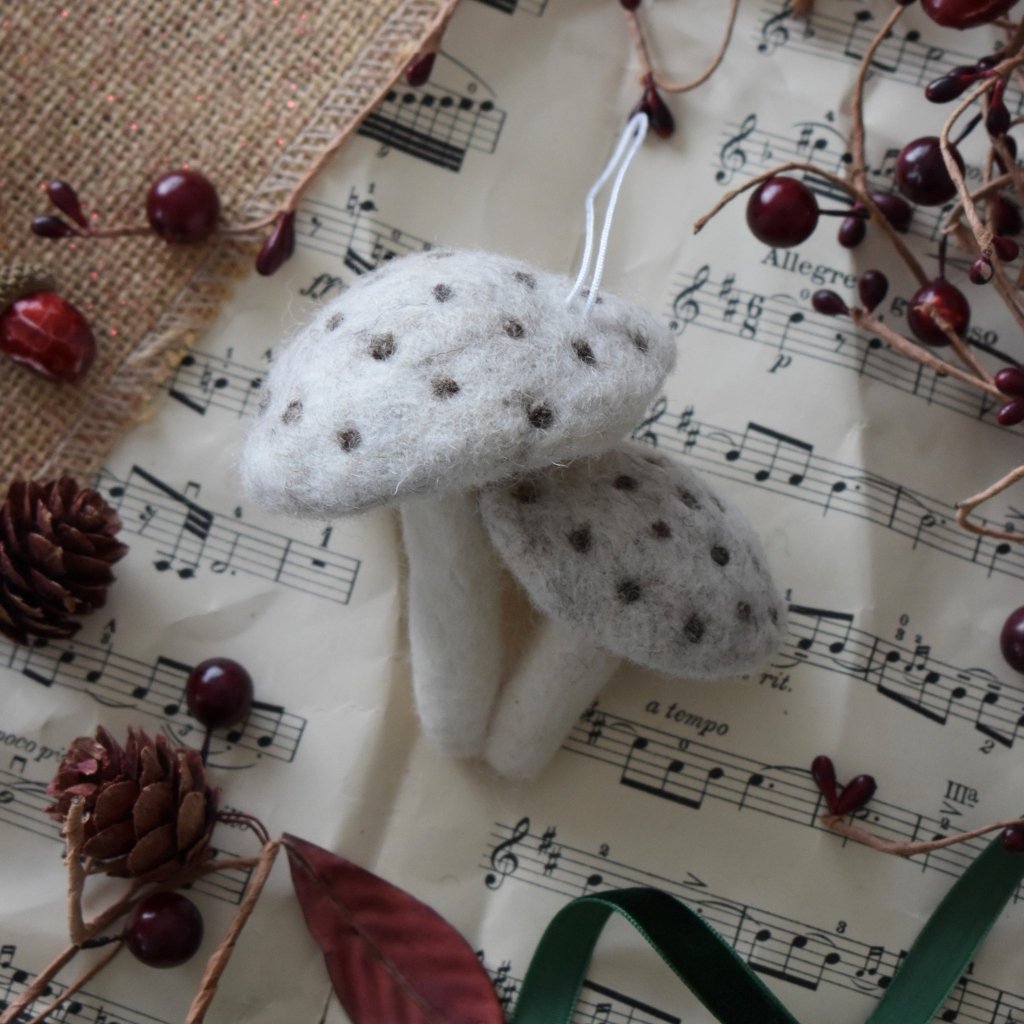 Felt Mushrooms Ornament - Neutral - Tik Tak Design Co.