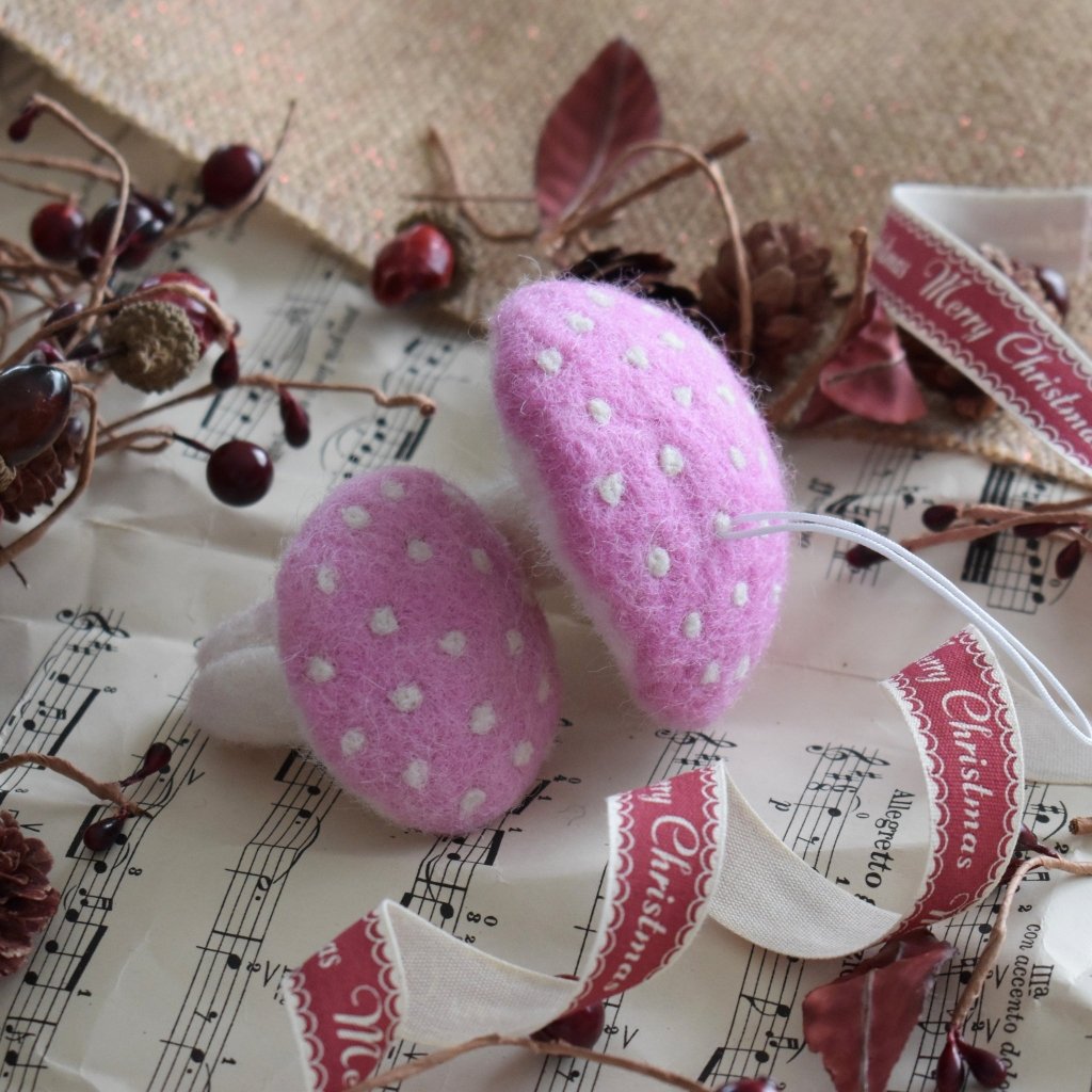 Felt Mushrooms Ornament - Pink - Tik Tak Design Co.