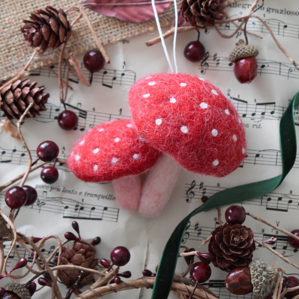 Felt Mushrooms Ornament - Red - Tik Tak Design Co.
