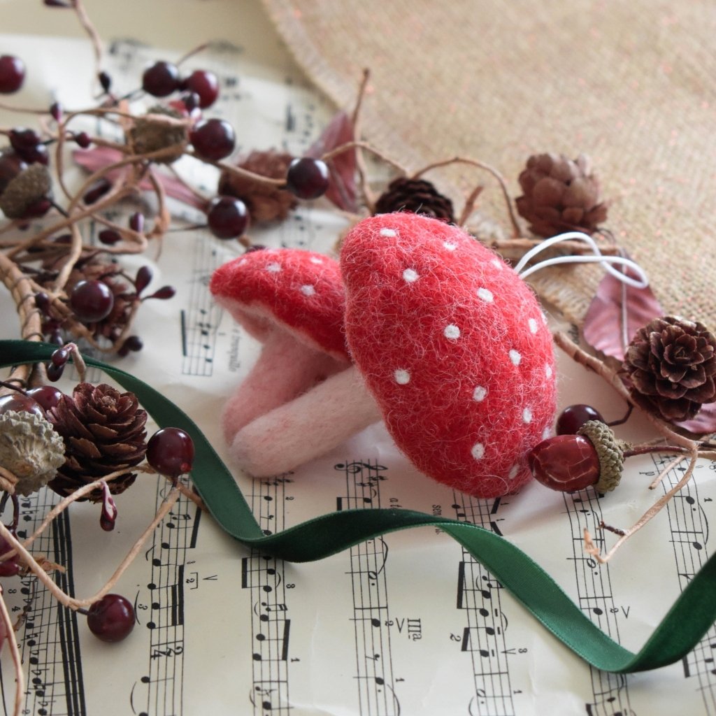 Felt Mushrooms Ornament - Red - Tik Tak Design Co.